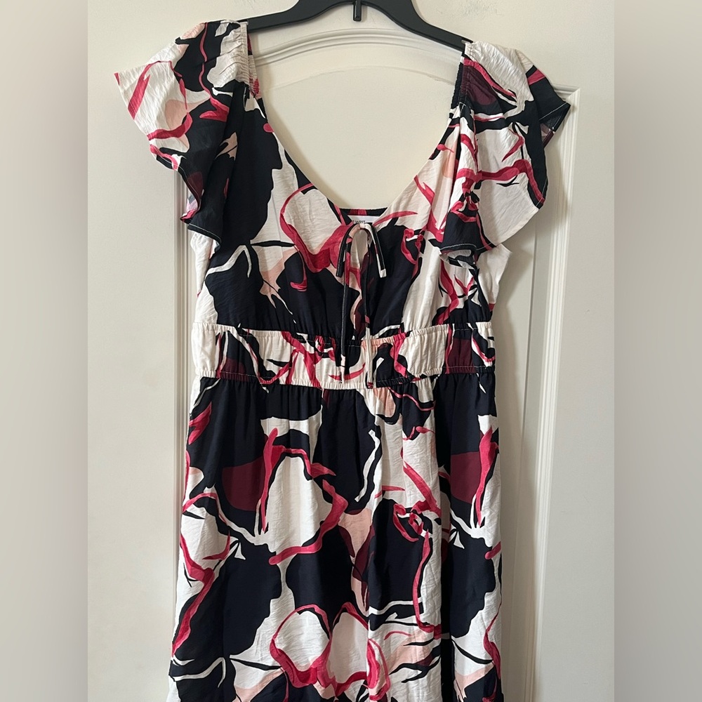 New! Nine West Chic Black and Pink Patterned Maxi Dress Women’s Size Large - Picture 8 of 16